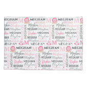 Roze lion en Zebra met naam en monogram patroon Kussensloop (Achterkant)