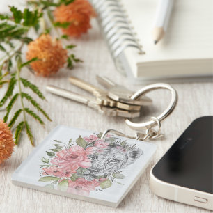Roze lioness Acrylische Sleutelhanger