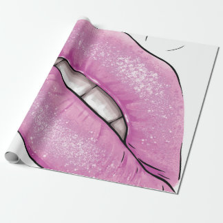 Roze lip kleurenverlies met tanden cadeaupapier