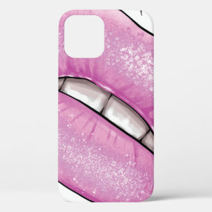 Roze lip kleurenverlies met tanden iPhone 12 hoesje