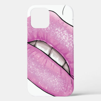 Roze lip kleurenverlies met tanden iPhone 12 hoesje