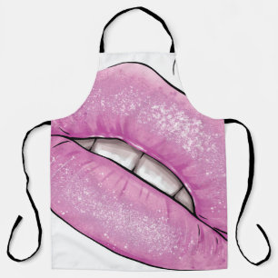 Roze lip kleurenverlies met tanden schort