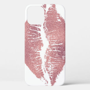 roze lip opdruk, roos goud. iPhone 12 hoesje