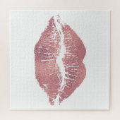  roze lip opdruk, roos goud. legpuzzel (Horizontaal)