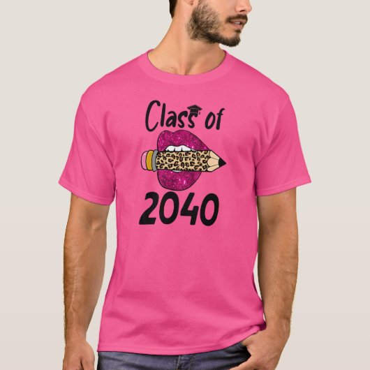 Roze lip potlood terug naar schoolklasse 2040 Grow T-shirt (Voorkant)