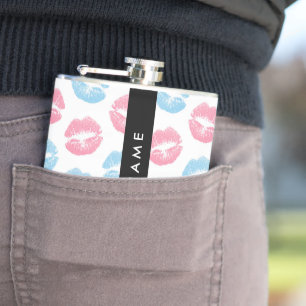 Roze lippen, blauwe lippen, kus, Jouw naam, person Heupfles