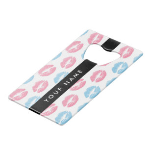 Roze lippen, blauwe lippen, kus, Jouw naam, person Kredietkaart Flessenopener