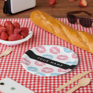 Roze lippen, blauwe lippen, kus, Jouw naam, person Papieren Bordje
