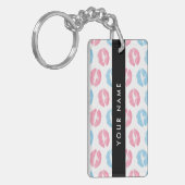 Roze lippen, blauwe lippen, kus, Jouw naam, person Sleutelhanger (Voorkant Links)