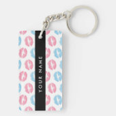 Roze lippen, blauwe lippen, kus, Jouw naam, person Sleutelhanger (achterkant)