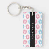 Roze lippen, blauwe lippen, kus, Jouw naam, person Sleutelhanger (Voorkant)