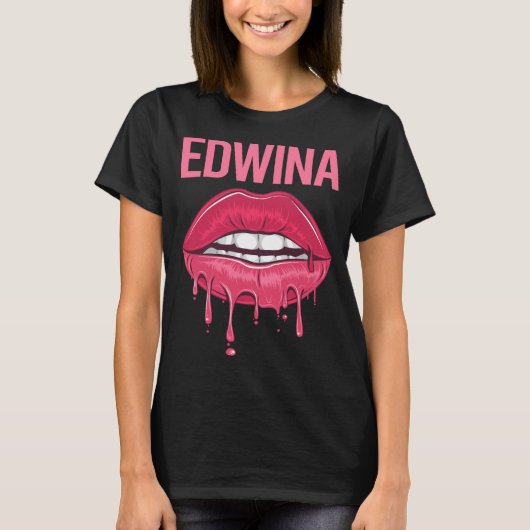 Roze Lippen - Edwina Naam T-shirt (Voorkant)