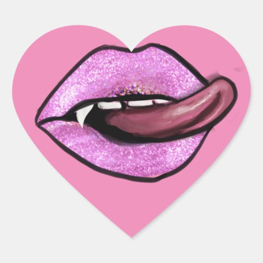 ROZE LIPPEN EN TONG HART STICKER (Voorkant)