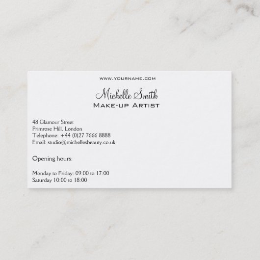 Roze lippen Gezicht lange wimpers Wimper extensies Visitekaartje (Achterkant)