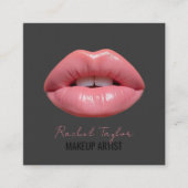 Roze lippen | Houtskool Make-up Square Visitekaart Vierkante Visitekaartje (Voorkant)