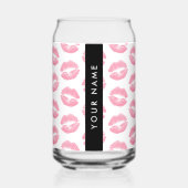 Roze lippen, kus, lippenstift, Jouw naam, personal Blikvorm Glas (Voorkant)