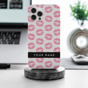 Roze lippen, kus, lippenstift, Jouw naam, personal iPhone 15 Pro Max Hoesje