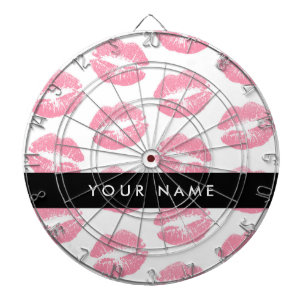 Roze lippen, kus, lippenstift, Jouw naam, personal Dartbord