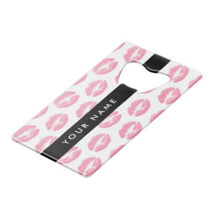 Roze lippen, kus, lippenstift, Jouw naam, personal Kredietkaart Flessenopener