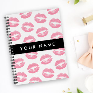 Roze lippen, kus, lippenstift, Jouw naam, personal Notitieboek