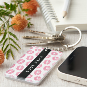 Roze lippen, kus, lippenstift, Jouw naam, personal Sleutelhanger