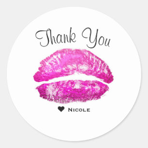 Roze Lippen Kus Make-up Schoonheid Glam Chic Aange Ronde Sticker