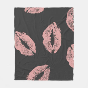 Roze lippen kussen, Valentijnsdag patroon. Fleece Deken