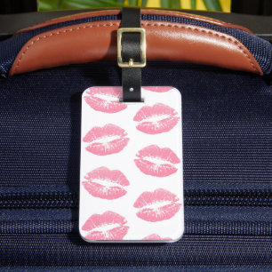 Roze Lippen, Lippenpatroon, Roze Lippenstift, Kus Bagagelabel