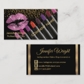  roze lippen & lippenstift visitekaartje (Voorkant / Achterkant)