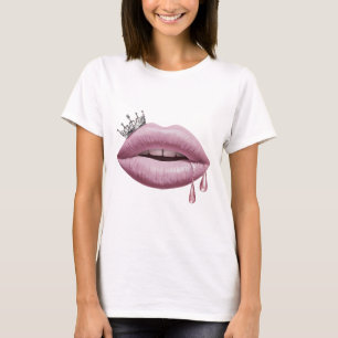Roze lippen met kroon t-shirt