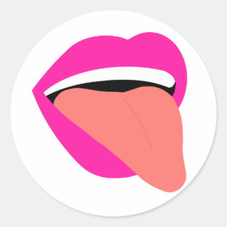 Roze Lippen met Tong Uit Ronde Sticker