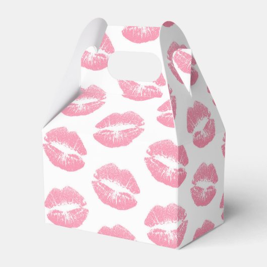 Roze lippen, patroon van lippen, roze lippenstift, bedankdoosjes (Voorkant Zijde)