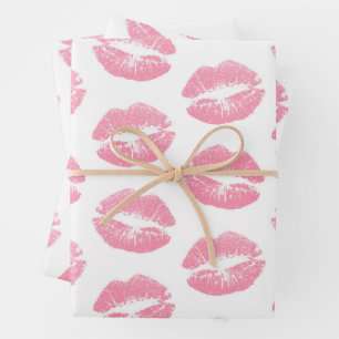 Roze lippen, patroon van lippen, roze lippenstift, inpakpapier vel