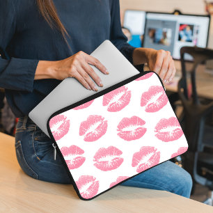 Roze lippen, patroon van lippen, roze lippenstift, laptop sleeve