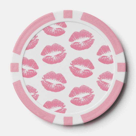 Roze lippen, patroon van lippen, roze lippenstift, poker chips (Voorkant)