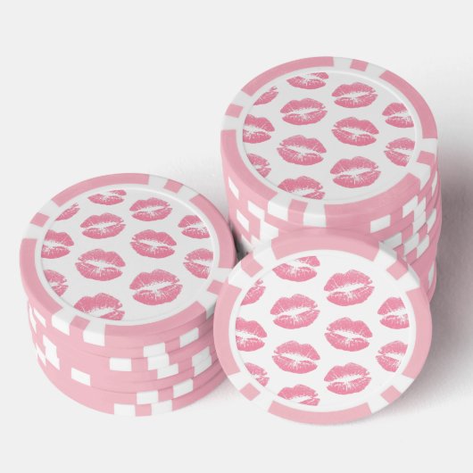 Roze lippen, patroon van lippen, roze lippenstift, poker chips (Opstapeling)