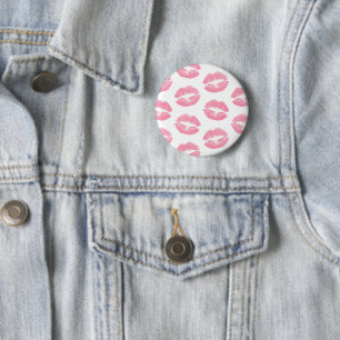 Roze lippen, patroon van lippen, roze lippenstift, ronde button 5,7 cm