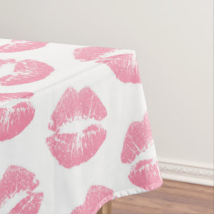 Roze lippen, patroon van lippen, roze lippenstift, tafelkleed
