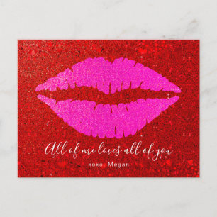 Roze Lippen Rode Glitter Valentijn All of Me Love  Feestdagenkaart