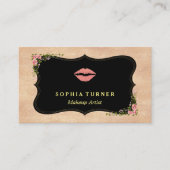 Roze Lippen Roze Gouden Glitters Wilde Bloemen Mon Visitekaartje (Voorkant)