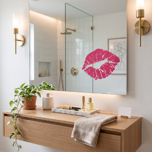 Roze Lippen Statische Glas Decal