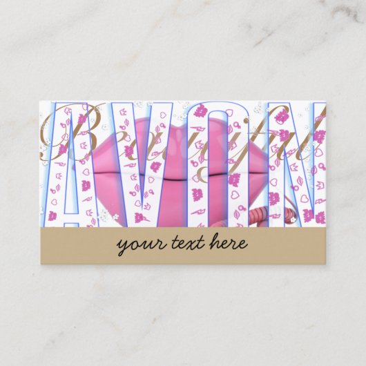 Roze lippen telefoon Avon Visitekaartje (Voorkant)