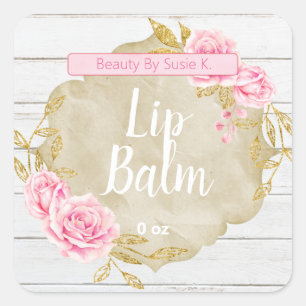Roze lippenbalsem labels