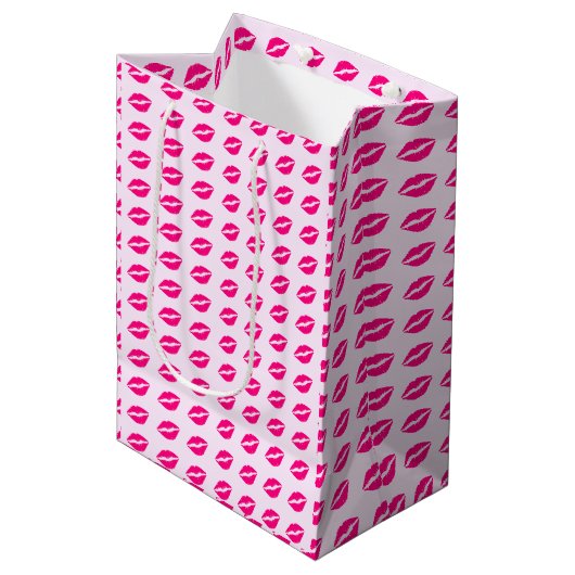 Roze Lippenprint Cadeautas (Voorkant Gekanteld)