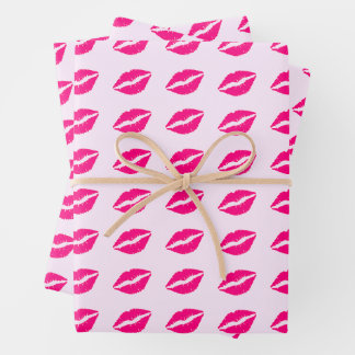 Roze Lippenprint Inpakpapier Vel
