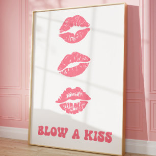 Roze Lippenprint Muur Kunst Vrouwelijke Esthetis Poster