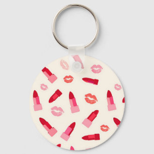 Roze Lippenstift Kus Patroon Sleutelhanger