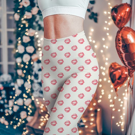 Roze lippenstift kusprint leggings