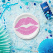 Roze Lippenstift Lip Vlek Make-up Schoonheid Papieren Bordje (Feest)