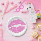 Roze Lippenstift Lip Vlek Make-up Schoonheid Papieren Bordje (Feest)